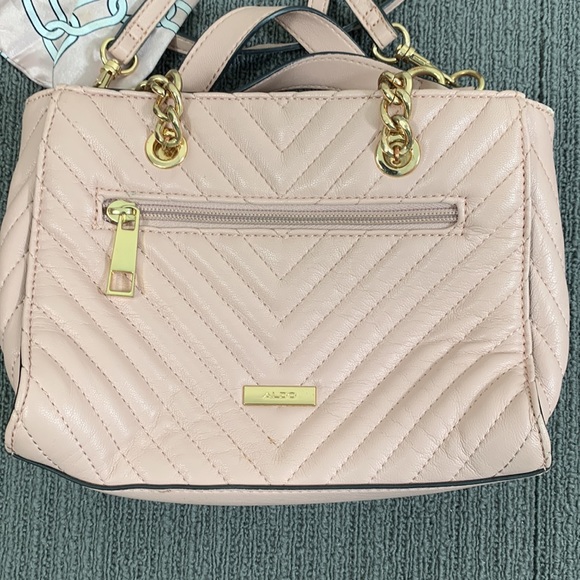 Aldo Crossbody Bag Womens Small Pink PU Faux Leather Quilted Chevron Handbag - Picture 12 of 17